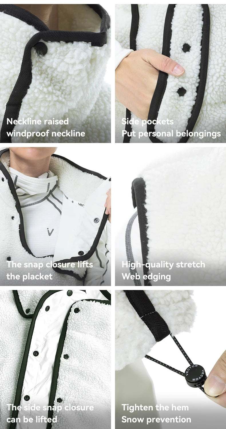 VECTOR Lamb Wool and Cotton Vest Skin Friendly Heat Gathering Lightweight and Temperature Locking Indoor and Outdoor Skiing