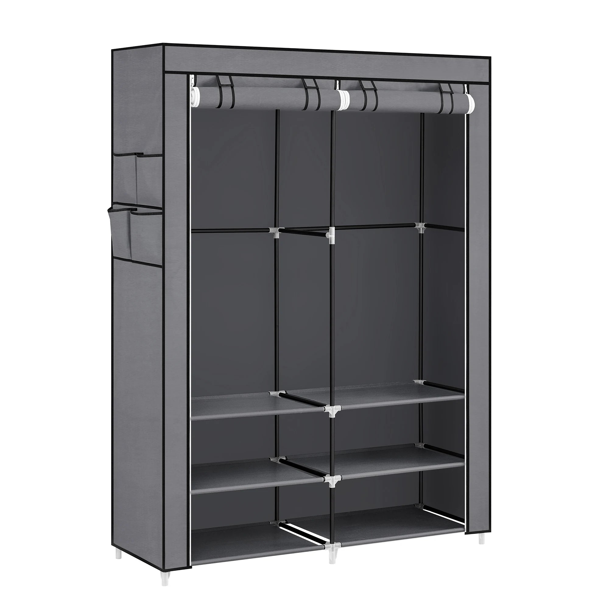 Armoire Chambre en Tissu, Porte-vêtements, Penderie, 45 x 127 x 176 cm cm, 2 Compartiments de Suspension, Noir RYG008B02