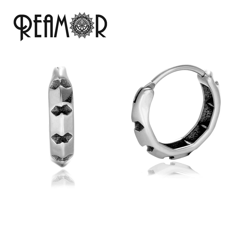 Boucles d’oreilles REAMOR 1 Pair Fashion Round Ball Hoop Earrings Punk Style Cross Piercing Earrings For Women Men Ethnic Simple Ear Jewelry Gift