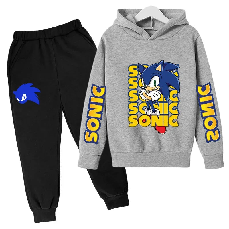 2025 Nouveau Anime The Hedgehog Sonic sweat à capuche + pantalon ensemble Sonic costume avec poche ensemble de sport vêtements