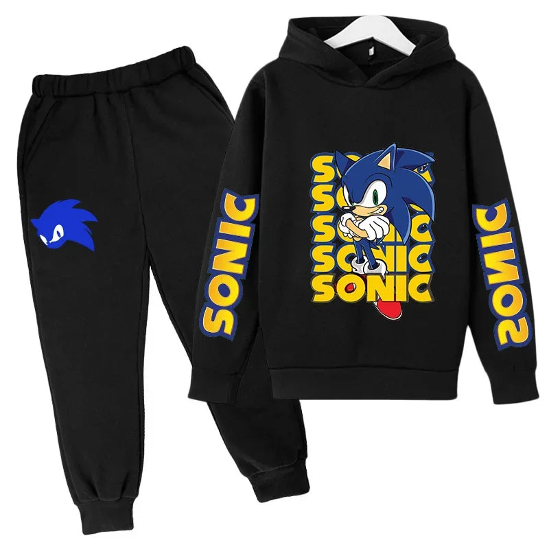 2025 Nouveau Anime The Hedgehog Sonic sweat à capuche + pantalon ensemble Sonic costume avec poche ensemble de sport vêtements