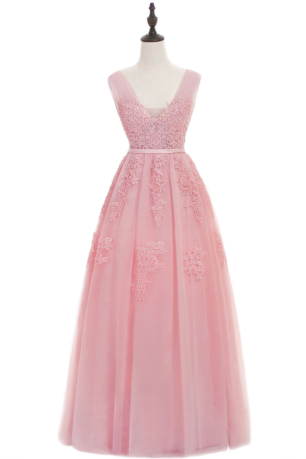 Women Burgundy Evening Dress Lace Appliques Tulle V-Neck Sexy Backless Prom Dresses A-Line Floor-Length Sleeveless Party Vestido