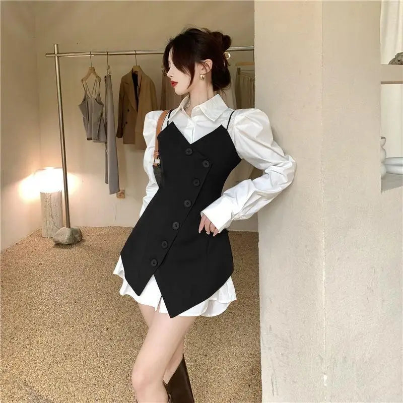 Vests Women Defined Waist Chic Irregular Mid-length Popular Simple Korean Fashion Autumn Temperament Harajuku Classic Coats Ins