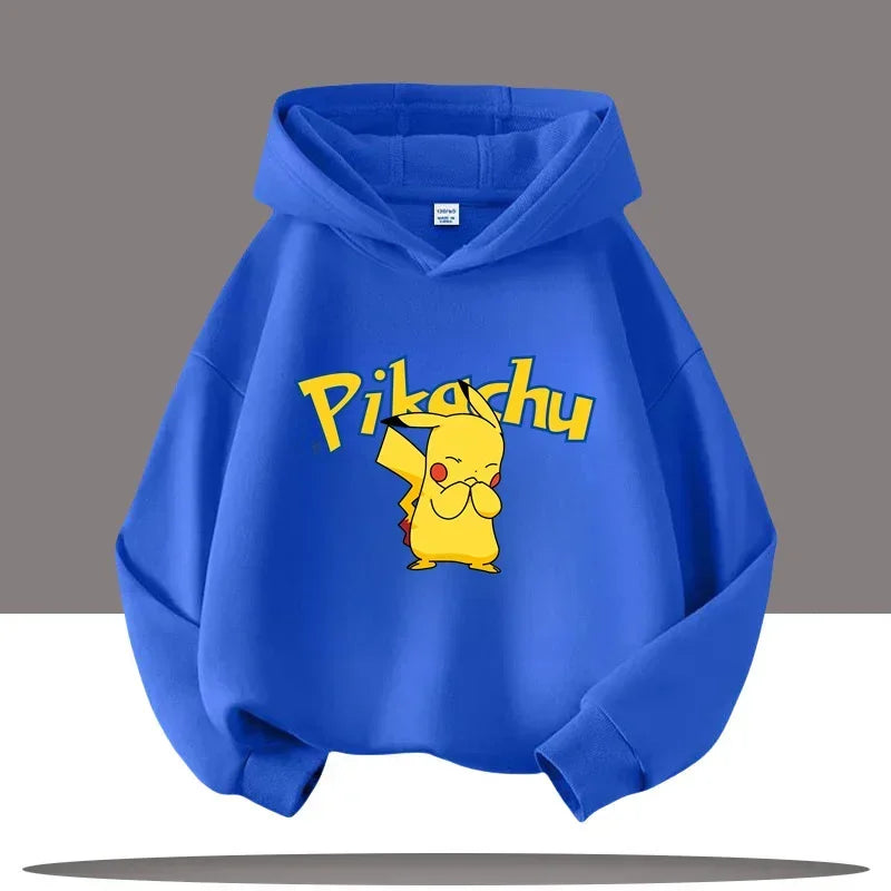 Vêtements chauds d'hiver mignons Pokemon Pikachu pour garçons et filles, sorties en plein air à la mode, sweats à capuche de spo