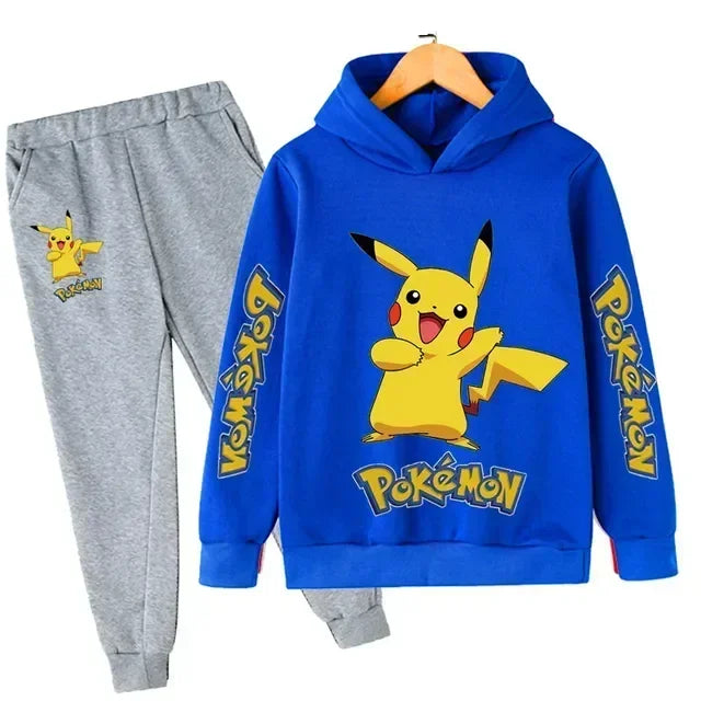 Nouveau Pikachu enfants manches longues tenues vêtements garçons 3-14 ans ensembles pour enfants garçon décontracté Pokemon