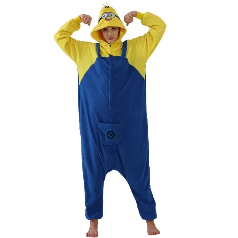 Halloween Pyjama Anime Mespicable Me Minions Smile pour adultes, combinaison de dessin animé, vêtements de nuit Onesie