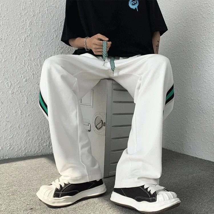 Male Sweat Pants Track Sport Trousers Straight Sweatpants for Men Athletic Stripe Wide Leg Black Stylish Casual New Items in Y2k