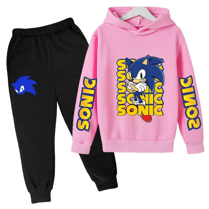 2025 Nouveau Anime The Hedgehog Sonic sweat à capuche + pantalon ensemble Sonic costume avec poche ensemble de sport vêtements