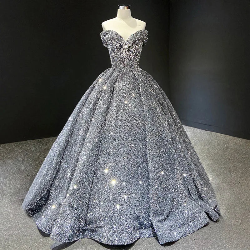 Bomaris Off-Shoulder Ball Gown Quinceanera Dresses Vestidos De 15 Anos Sparkly Sequined Princess Birthday Party Gowns Customized