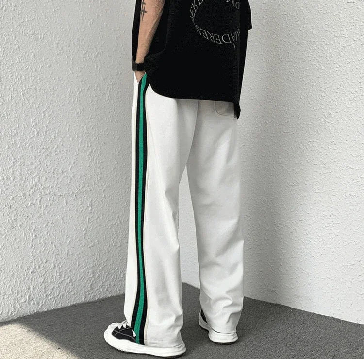 Male Sweat Pants Track Sport Trousers Straight Sweatpants for Men Athletic Stripe Wide Leg Black Stylish Casual New Items in Y2k