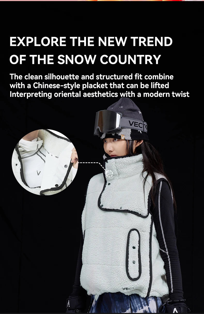 VECTOR Lamb Wool and Cotton Vest Skin Friendly Heat Gathering Lightweight and Temperature Locking Indoor and Outdoor Skiing