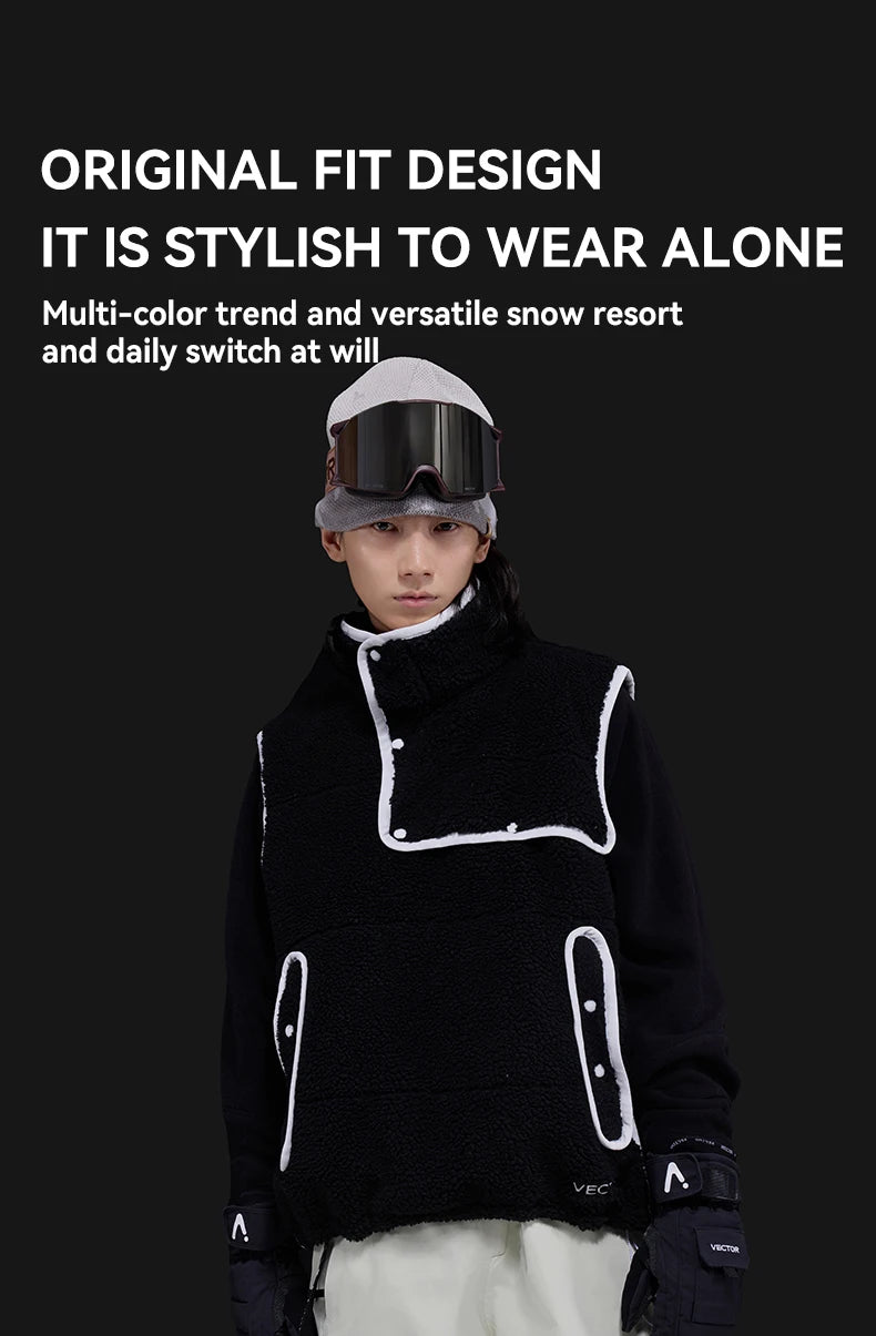 VECTOR Lamb Wool and Cotton Vest Skin Friendly Heat Gathering Lightweight and Temperature Locking Indoor and Outdoor Skiing