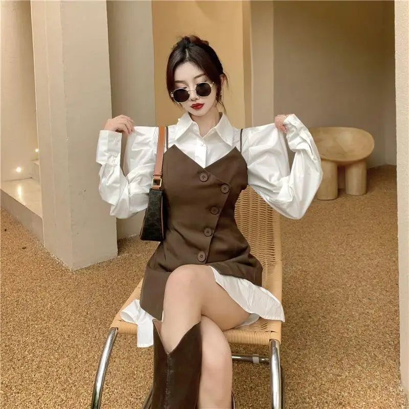 Vests Women Defined Waist Chic Irregular Mid-length Popular Simple Korean Fashion Autumn Temperament Harajuku Classic Coats Ins