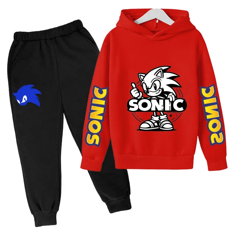 2025 Nouveau Anime The Hedgehog Sonic sweat à capuche + pantalon ensemble Sonic costume avec poche ensemble de sport vêtements