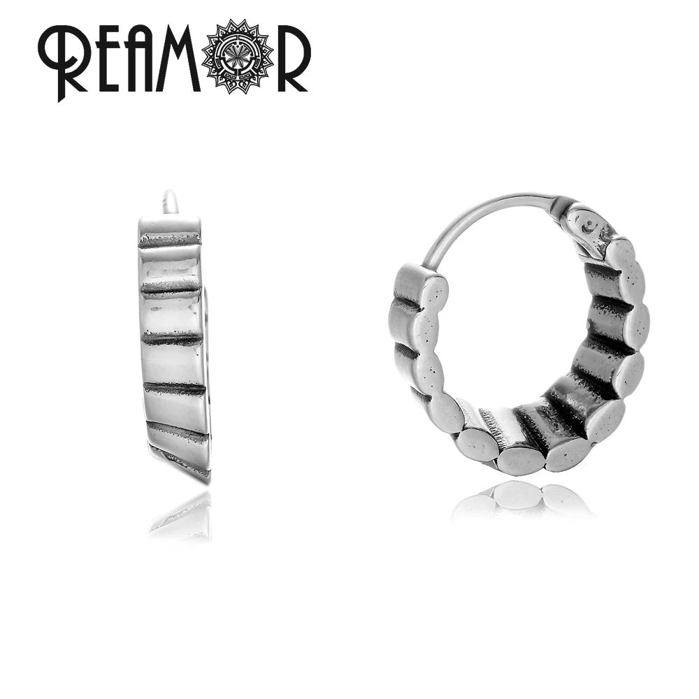 Boucles d’oreilles REAMOR 1 Pair Fashion Round Ball Hoop Earrings Punk Style Cross Piercing Earrings For Women Men Ethnic Simple Ear Jewelry Gift