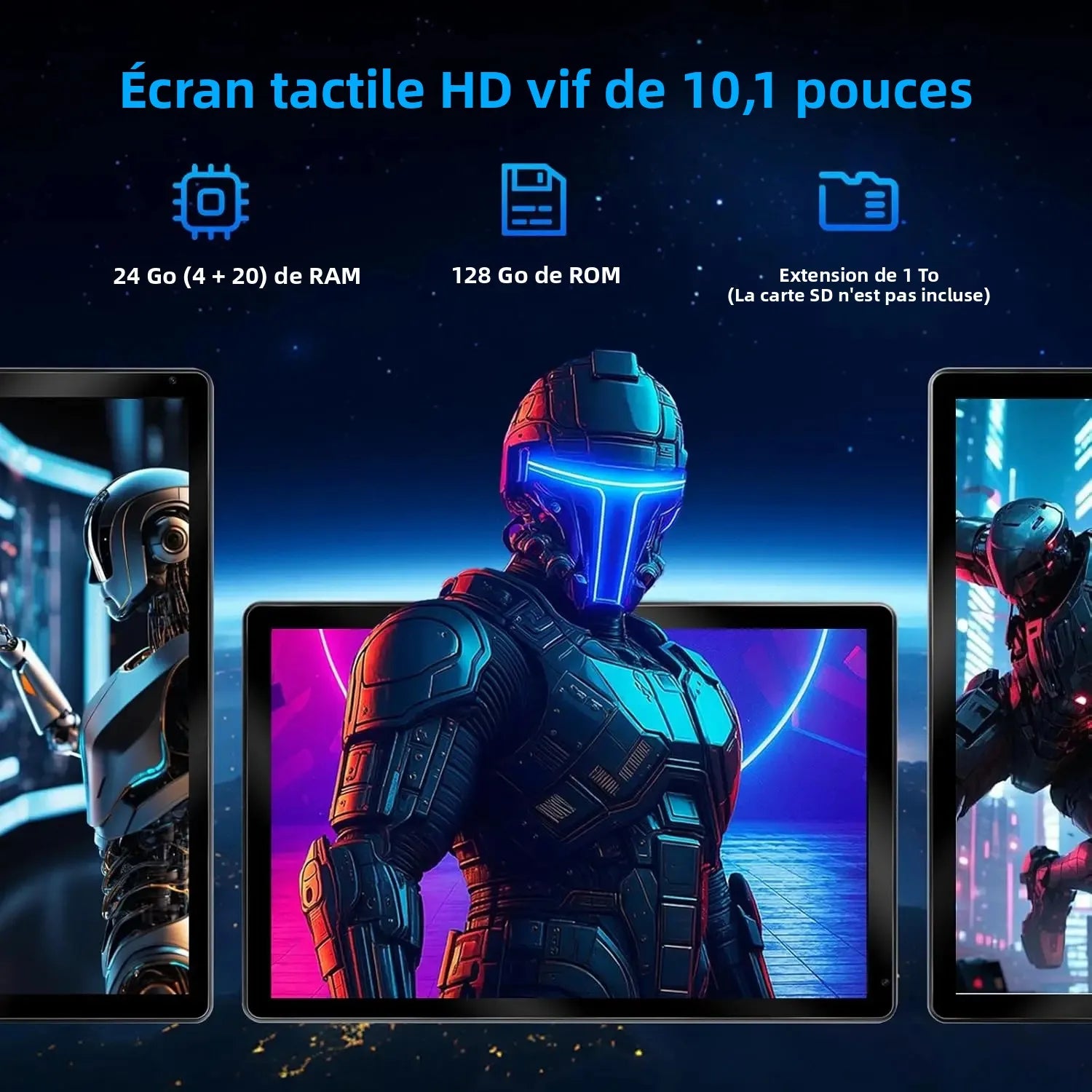 10 Inch Tablet Android 15 A523 8 Core Tablets 24GB+128GB 1TB Expansion WiFi 6 5MP+8MP Stylus Keyboard Mouse Headphone PC PAD Set