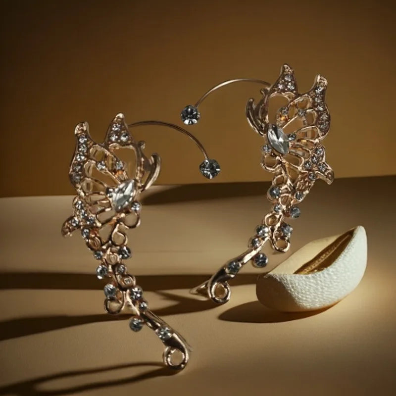 Boucles d’oreilles Newly launched, hot-selling, super shiny butterfly fairy ear clips for non-pierced ears. niche, luxurious and light earrings