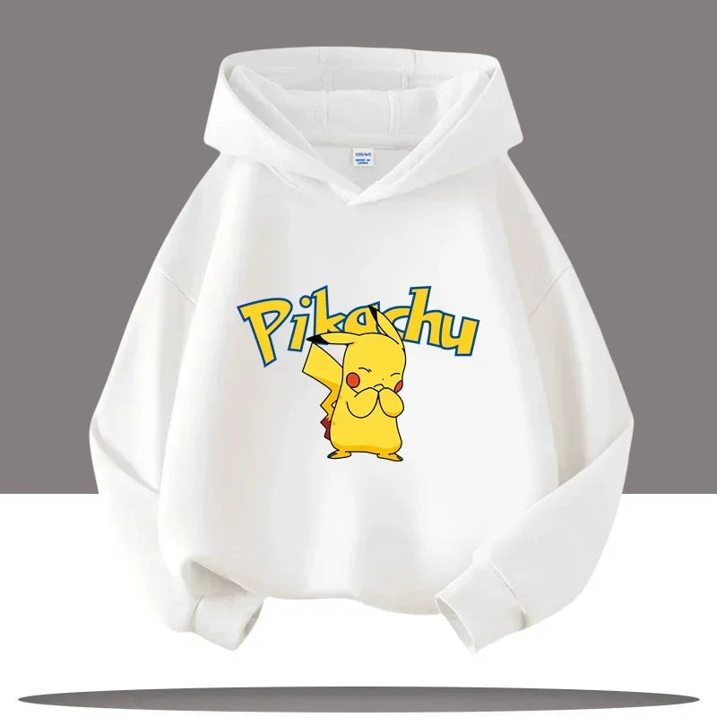 Vêtements chauds d'hiver mignons Pokemon Pikachu pour garçons et filles, sorties en plein air à la mode, sweats à capuche de spo