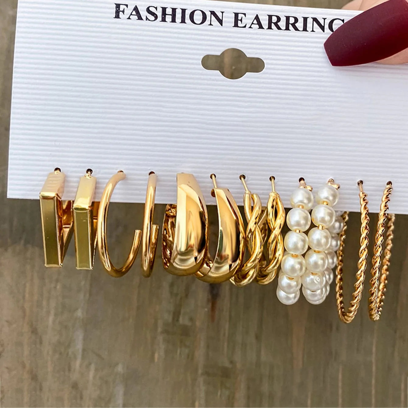 Boucle d'oreilles 48 Pcs Boho Big Circle Hoop Earring Sets for Women Gold Color Bohemia Vintage Pearl Earring Heart Zircon Ear Studs Jewelry Gifts