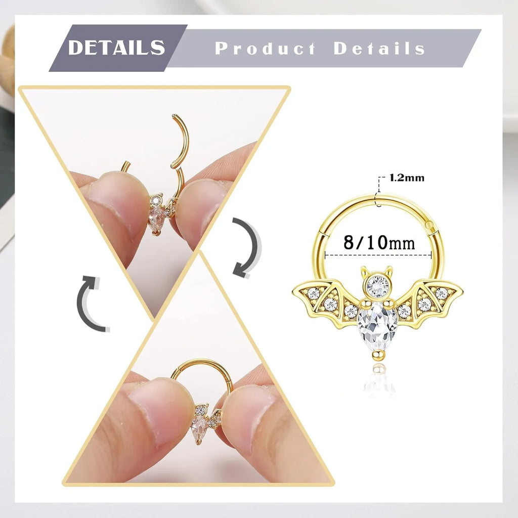 Boucle d’oreilles Bobisty 8Pcs Septum Rings 16G Nose Rings Hoops for Women CZ Helix Cartilage Tragus Earrings Septum  Piercing Jewelry Halloween