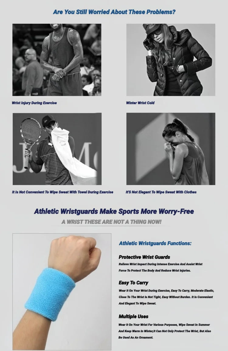 6Pcs Sweat Absorption Sports Wristband Moisture Wicking Wrist Guard For Tennis Basketball Running Sweatbands Bands Absorbent