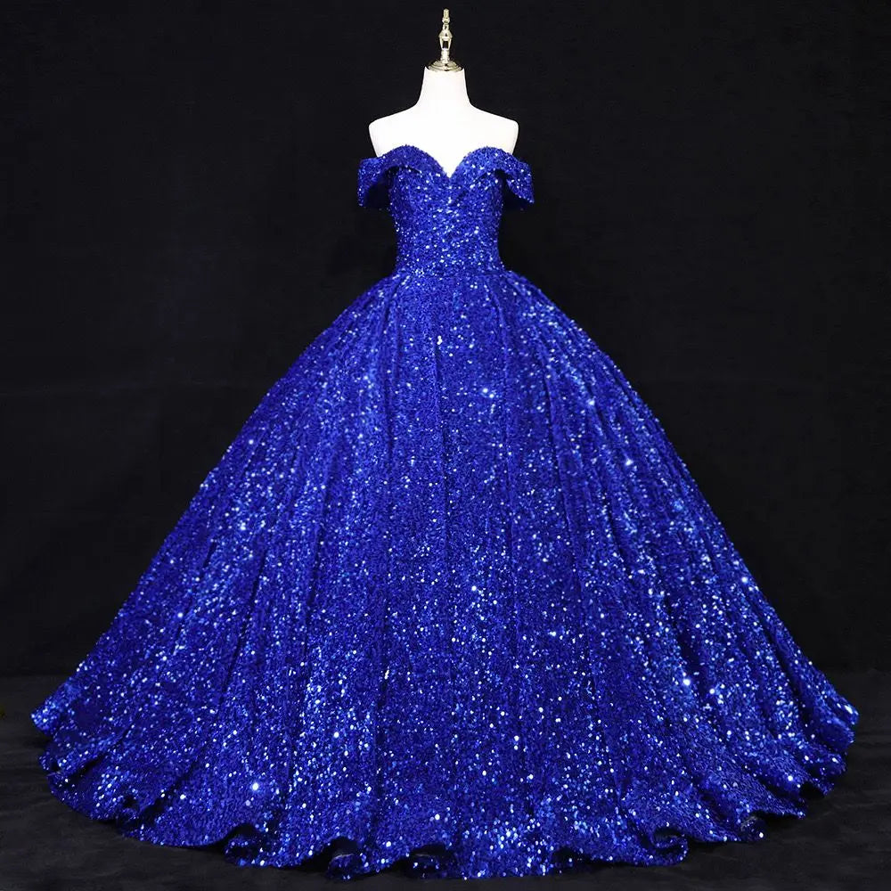 Bomaris Off-Shoulder Ball Gown Quinceanera Dresses Vestidos De 15 Anos Sparkly Sequined Princess Birthday Party Gowns Customized