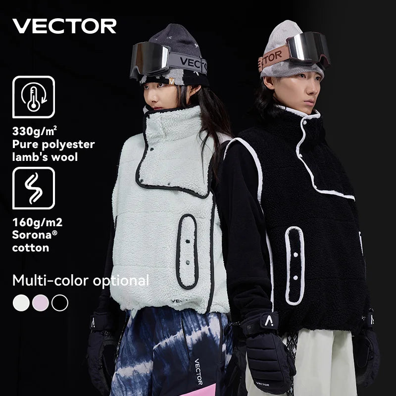 VECTOR Lamb Wool and Cotton Vest Skin Friendly Heat Gathering Lightweight and Temperature Locking Indoor and Outdoor Skiing