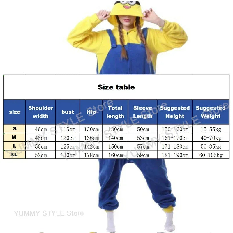 Halloween Pyjama Anime Mespicable Me Minions Smile pour adultes, combinaison de dessin animé, vêtements de nuit Onesie