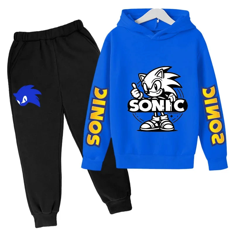 2025 Nouveau Anime The Hedgehog Sonic sweat à capuche + pantalon ensemble Sonic costume avec poche ensemble de sport vêtements