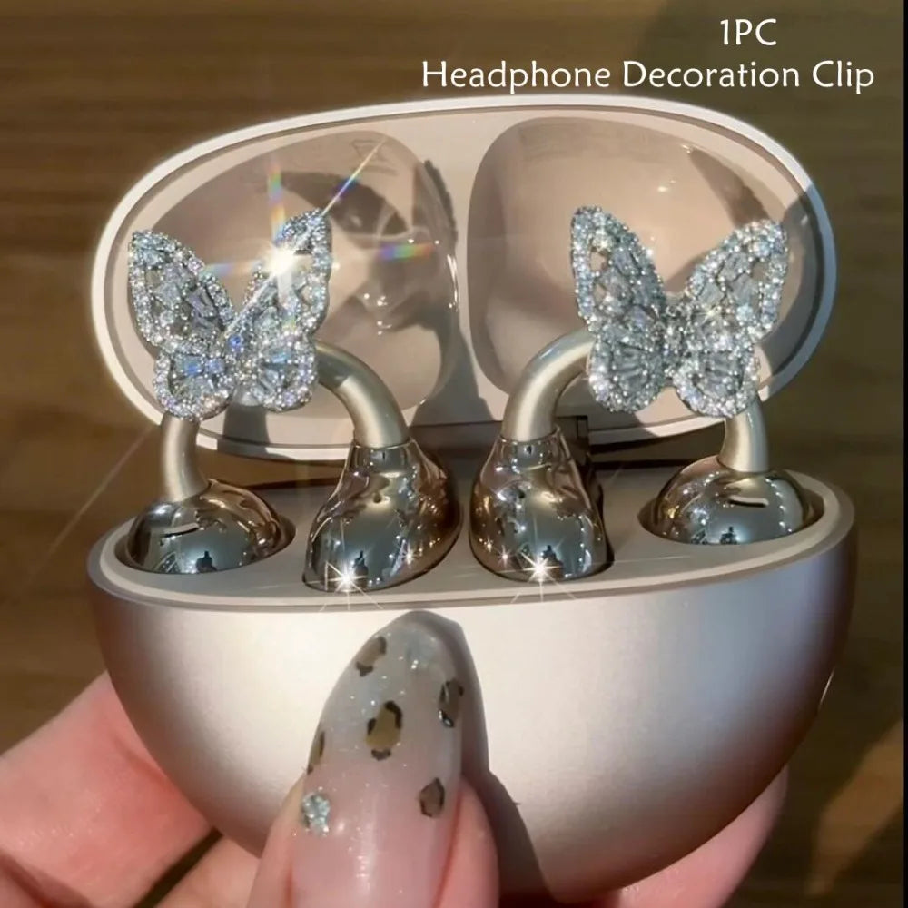DIY Headphone Diameter Buckle Zircon Rotatable Headphone Decoration Clip Easy to Install Removeable Earbud Accessories