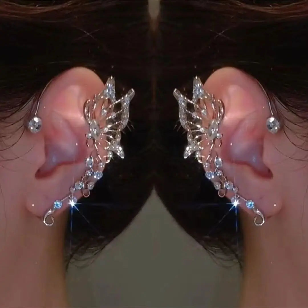 Boucles d’oreilles Newly launched, hot-selling, super shiny butterfly fairy ear clips for non-pierced ears. niche, luxurious and light earrings