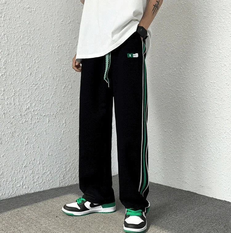 Male Sweat Pants Track Sport Trousers Straight Sweatpants for Men Athletic Stripe Wide Leg Black Stylish Casual New Items in Y2k