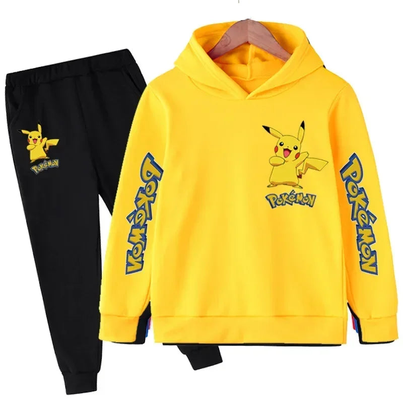 Nouveau Pikachu enfants manches longues tenues vêtements garçons 3-14 ans ensembles pour enfants garçon décontracté Pokemon