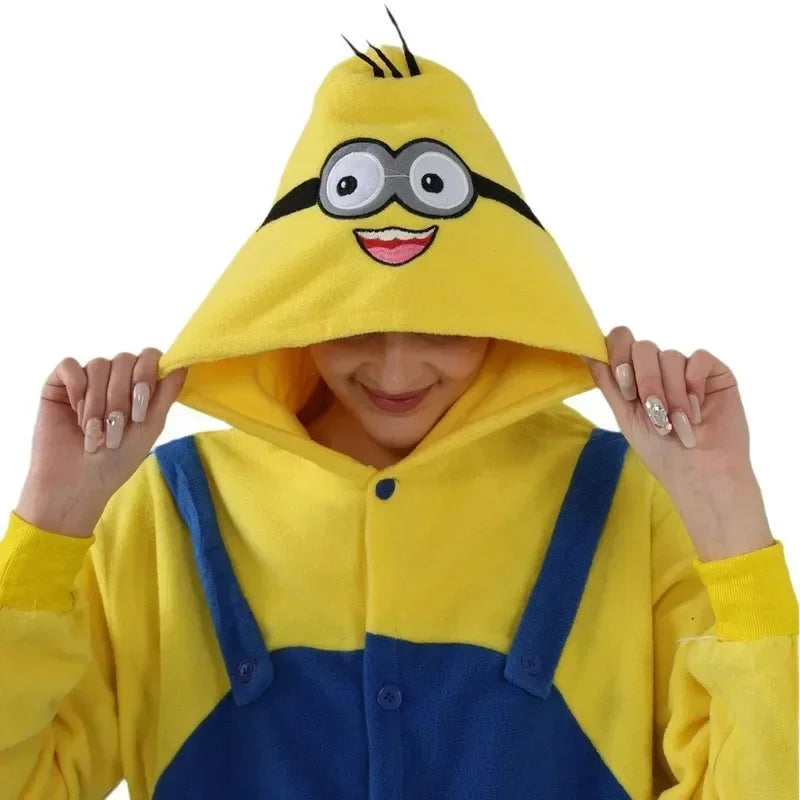 Halloween Pyjama Anime Mespicable Me Minions Smile pour adultes, combinaison de dessin animé, vêtements de nuit Onesie