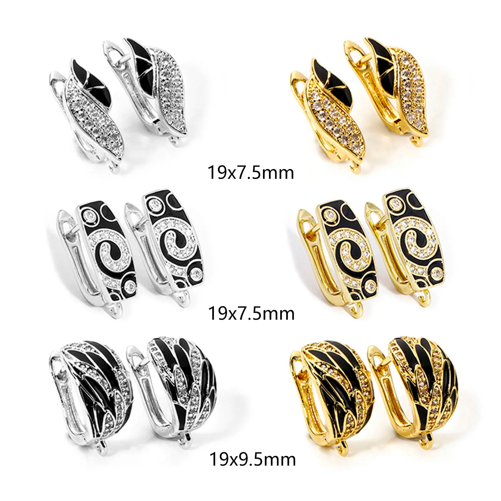 Bouclesd’oreilles 1/2 Pair Brass Micro Pave Hoop Earrings With Loop Black Enamel Clear Cubic Zirconia Earwires Fasteners
Accessories For Earring