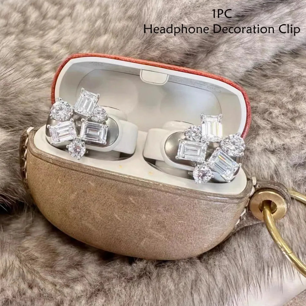 DIY Headphone Diameter Buckle Zircon Rotatable Headphone Decoration Clip Easy to Install Removeable Earbud Accessories