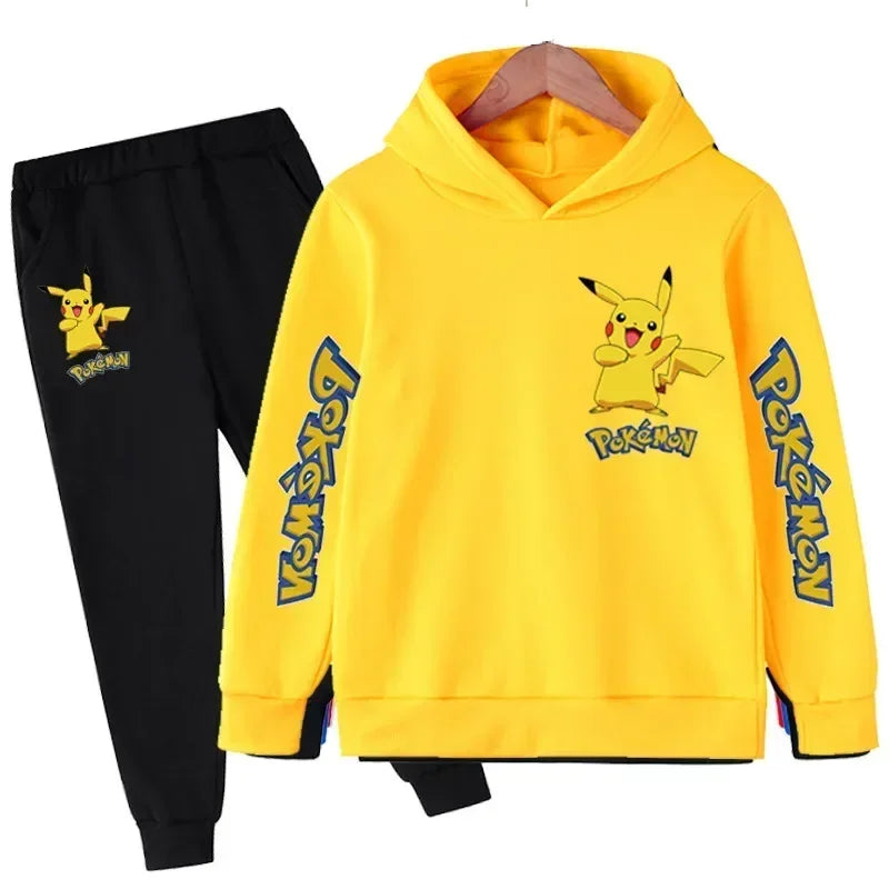Nouveau Pikachu enfants manches longues tenues vêtements garçons 3-14 ans ensembles pour enfants garçon décontracté Pokemon