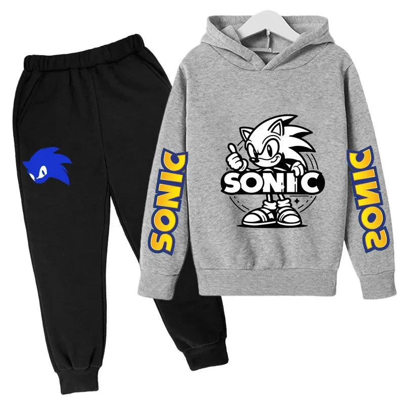 2025 Nouveau Anime The Hedgehog Sonic sweat à capuche + pantalon ensemble Sonic costume avec poche ensemble de sport vêtements