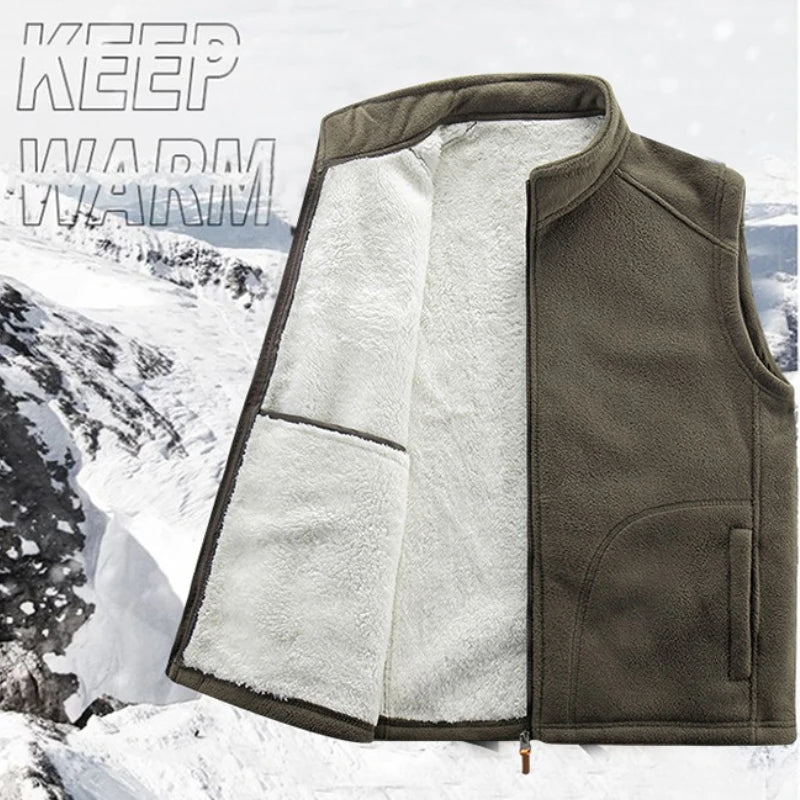 Velvet Quilted Polar Vest Coat Men Autumn Winter Cold Proof Sleeveless Jacket Warm Thickened Waistcoat Men's Cotton-padded Vests