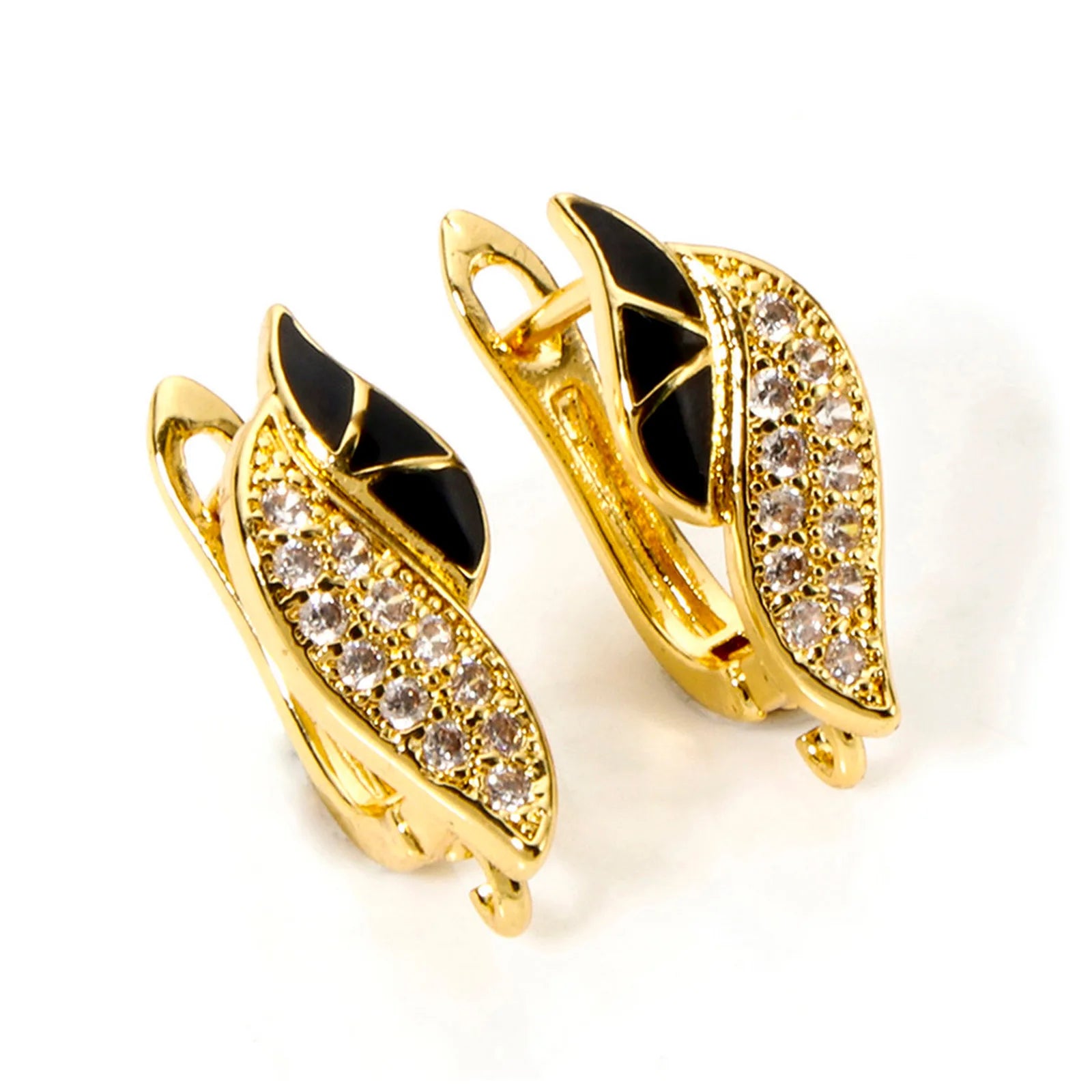 Bouclesd’oreilles 1/2 Pair Brass Micro Pave Hoop Earrings With Loop Black Enamel Clear Cubic Zirconia Earwires Fasteners
Accessories For Earring