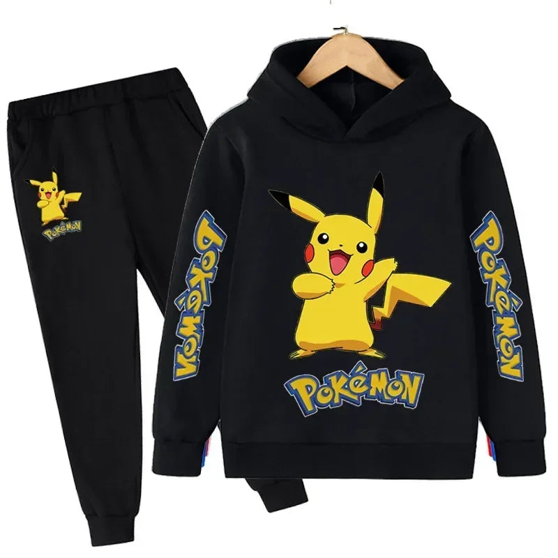 Nouveau Pikachu enfants manches longues tenues vêtements garçons 3-14 ans ensembles pour enfants garçon décontracté Pokemon