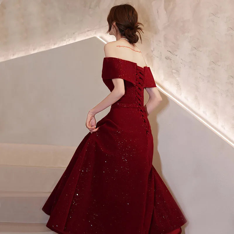 DongCMY New One-shoulder Prom Dresses Boat Neck Engagement Boho Dress Usually Wear Elegant Red Party Dresses For Women 2025