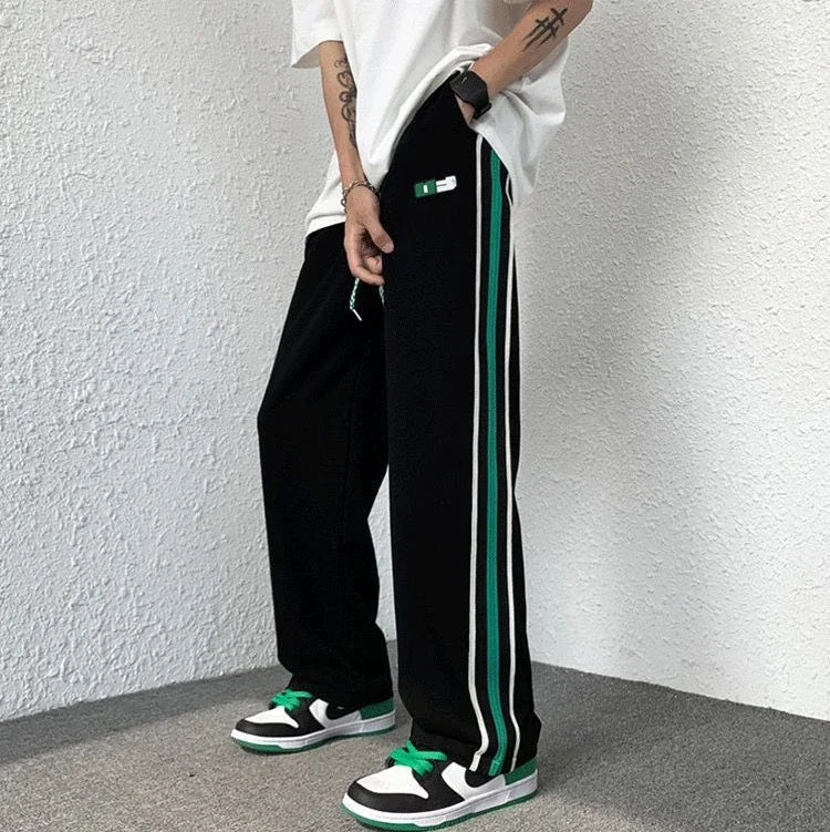 Male Sweat Pants Track Sport Trousers Straight Sweatpants for Men Athletic Stripe Wide Leg Black Stylish Casual New Items in Y2k