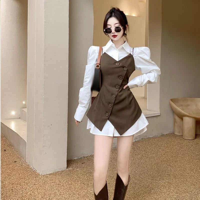 Vests Women Defined Waist Chic Irregular Mid-length Popular Simple Korean Fashion Autumn Temperament Harajuku Classic Coats Ins