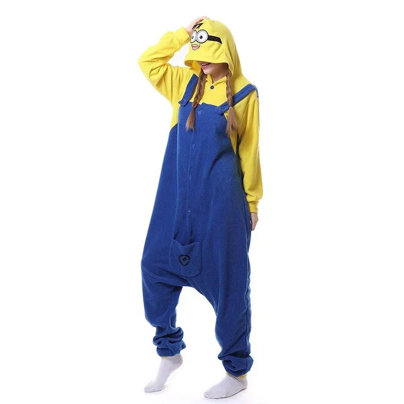 Halloween Pyjama Anime Mespicable Me Minions Smile pour adultes, combinaison de dessin animé, vêtements de nuit Onesie