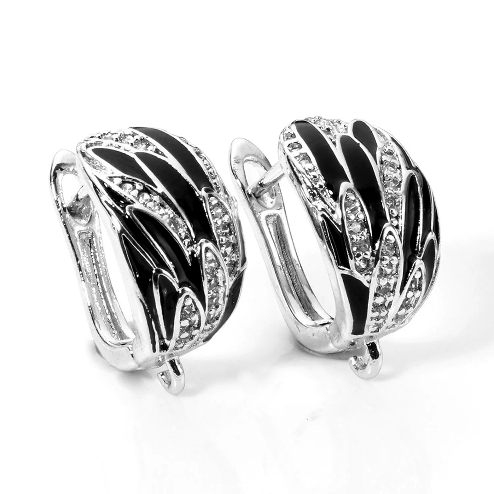 Bouclesd’oreilles 1/2 Pair Brass Micro Pave Hoop Earrings With Loop Black Enamel Clear Cubic Zirconia Earwires Fasteners
Accessories For Earring