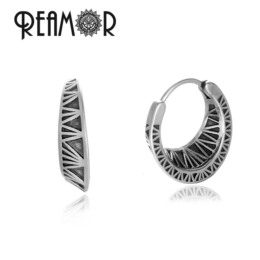 Boucles d’oreilles REAMOR 1 Pair Fashion Round Ball Hoop Earrings Punk Style Cross Piercing Earrings For Women Men Ethnic Simple Ear Jewelry Gift