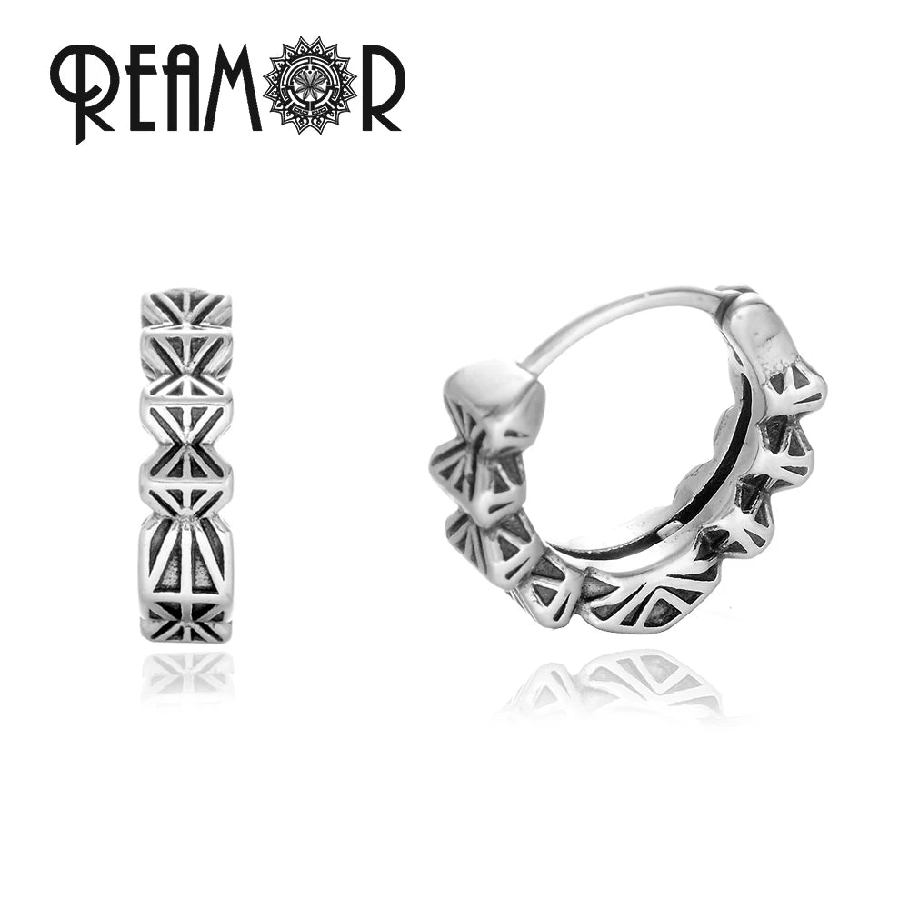 Boucles d’oreilles REAMOR 1 Pair Fashion Round Ball Hoop Earrings Punk Style Cross Piercing Earrings For Women Men Ethnic Simple Ear Jewelry Gift