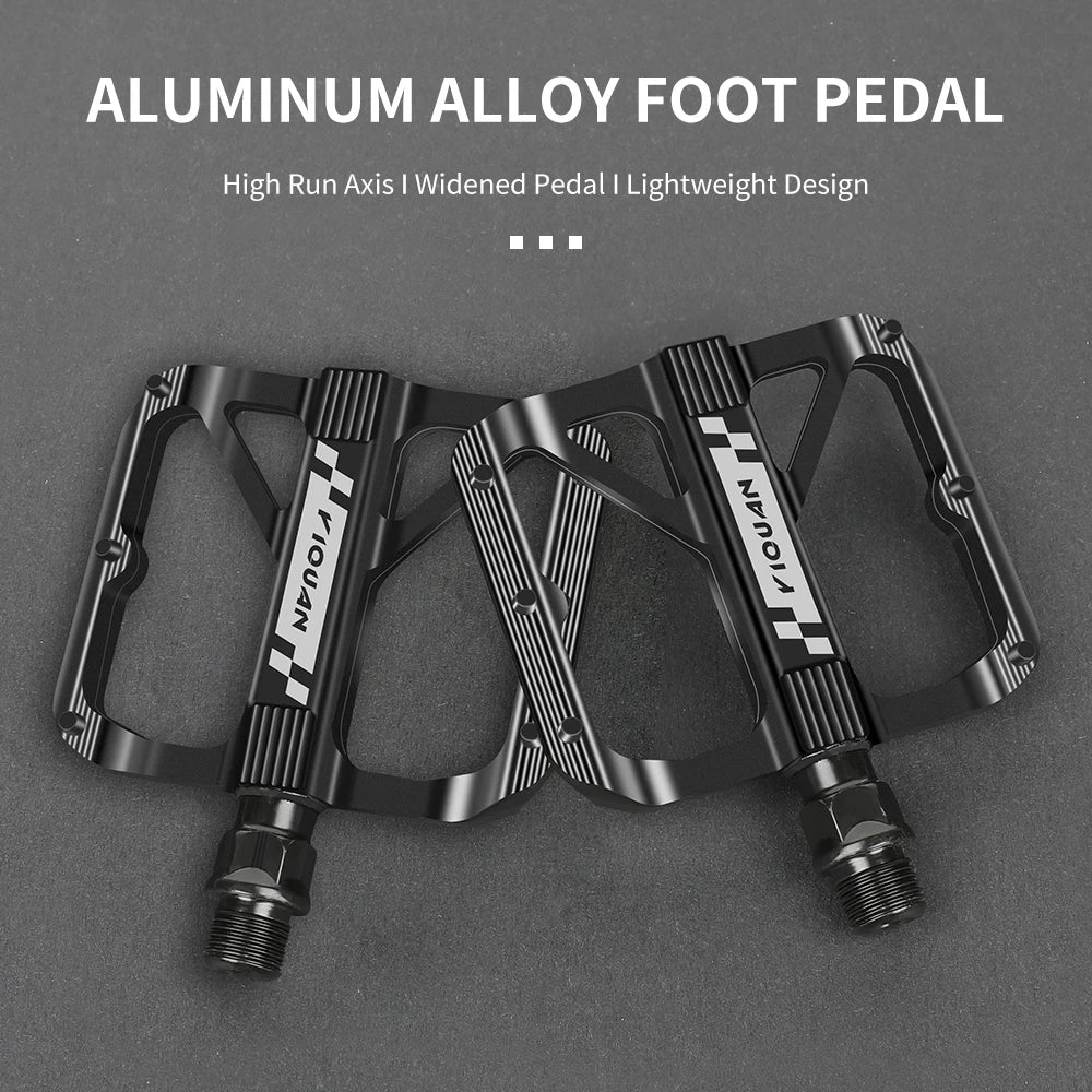 YIQUAN Bike Pedals: Chromoly Spindle + Boron Steel Axle, Dual DU Bearings, 9.5x10.7cm Non-Slip Platform w/12 Pins(283g/Pair)