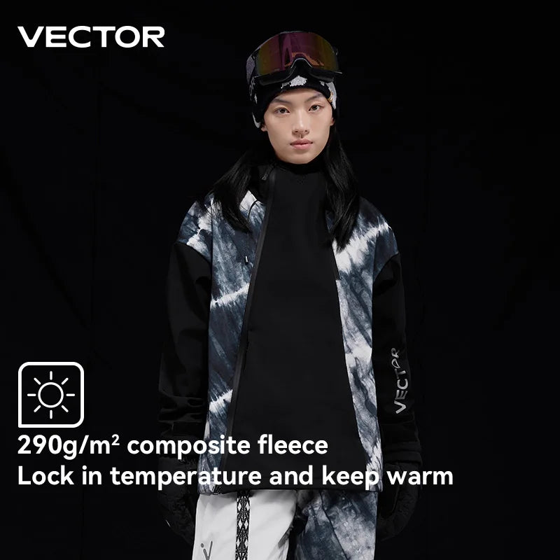 VECTOR Men and Women Splicing Skiing Skiing Top Waterproof Windproof Warm Durable Indoor and Outdoor Skiing Snowboard Jacket